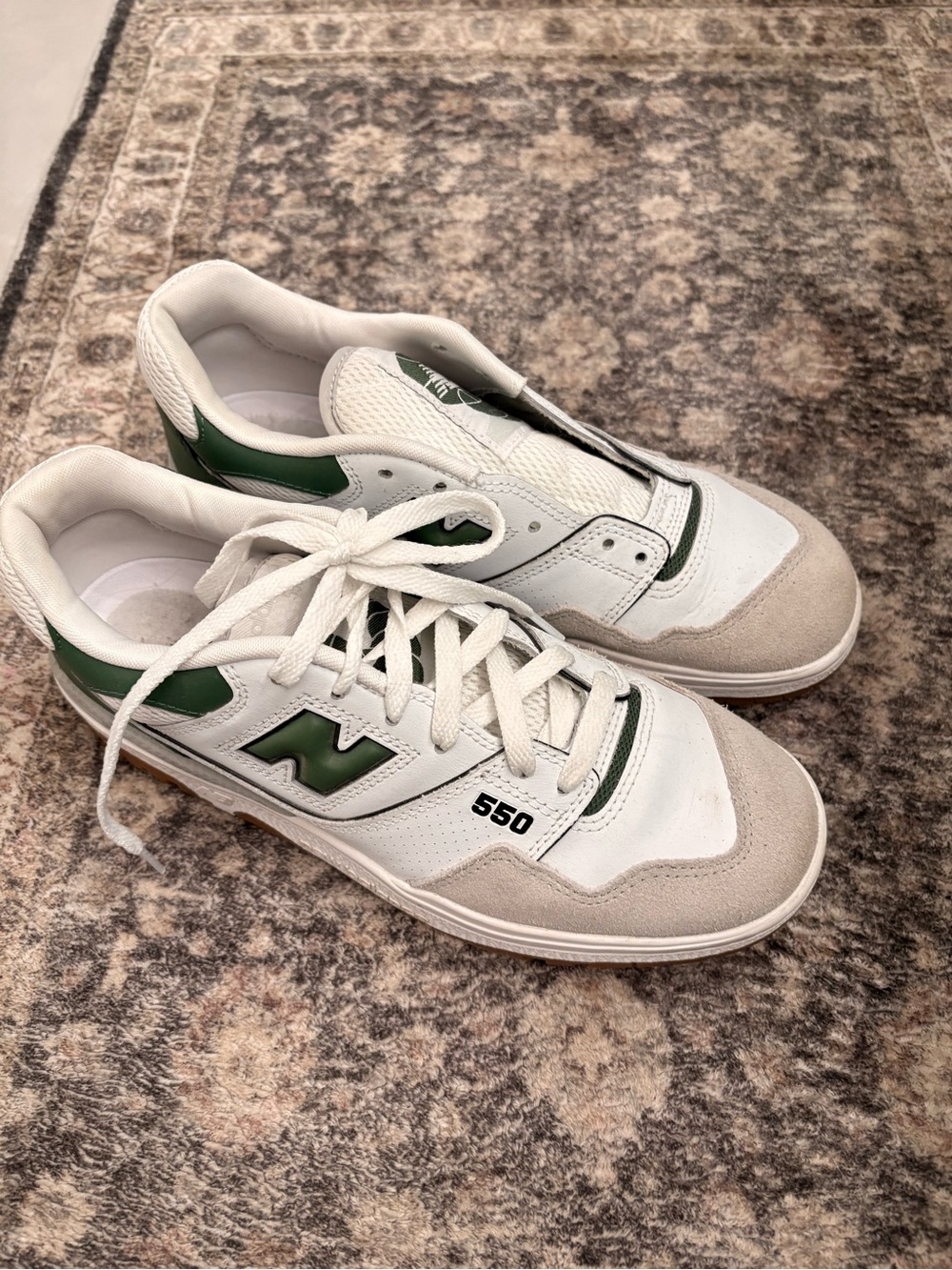 New Balance 550 White and Green Men's Sneakers